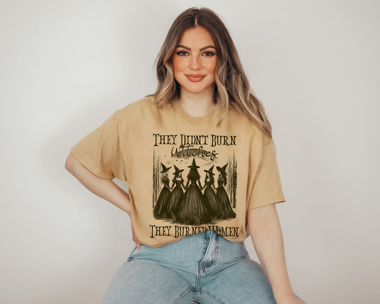 They Didn't Burn Witches They Burned Women Feminist Witch Unisex Screen Printed Tee