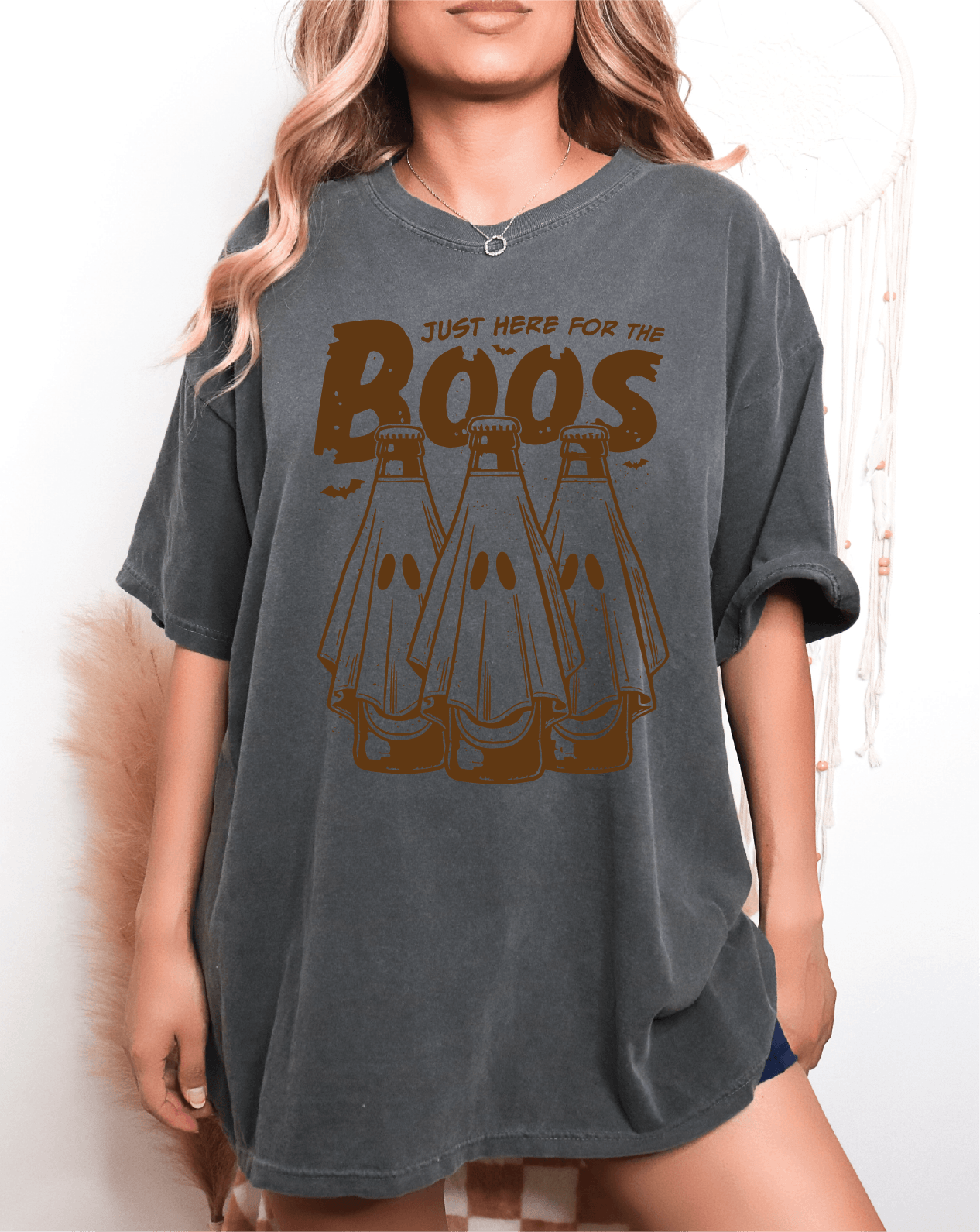 Here for the Boos Halloween Screen Printed Sweater, Comfort Colors Crewneck Shirt