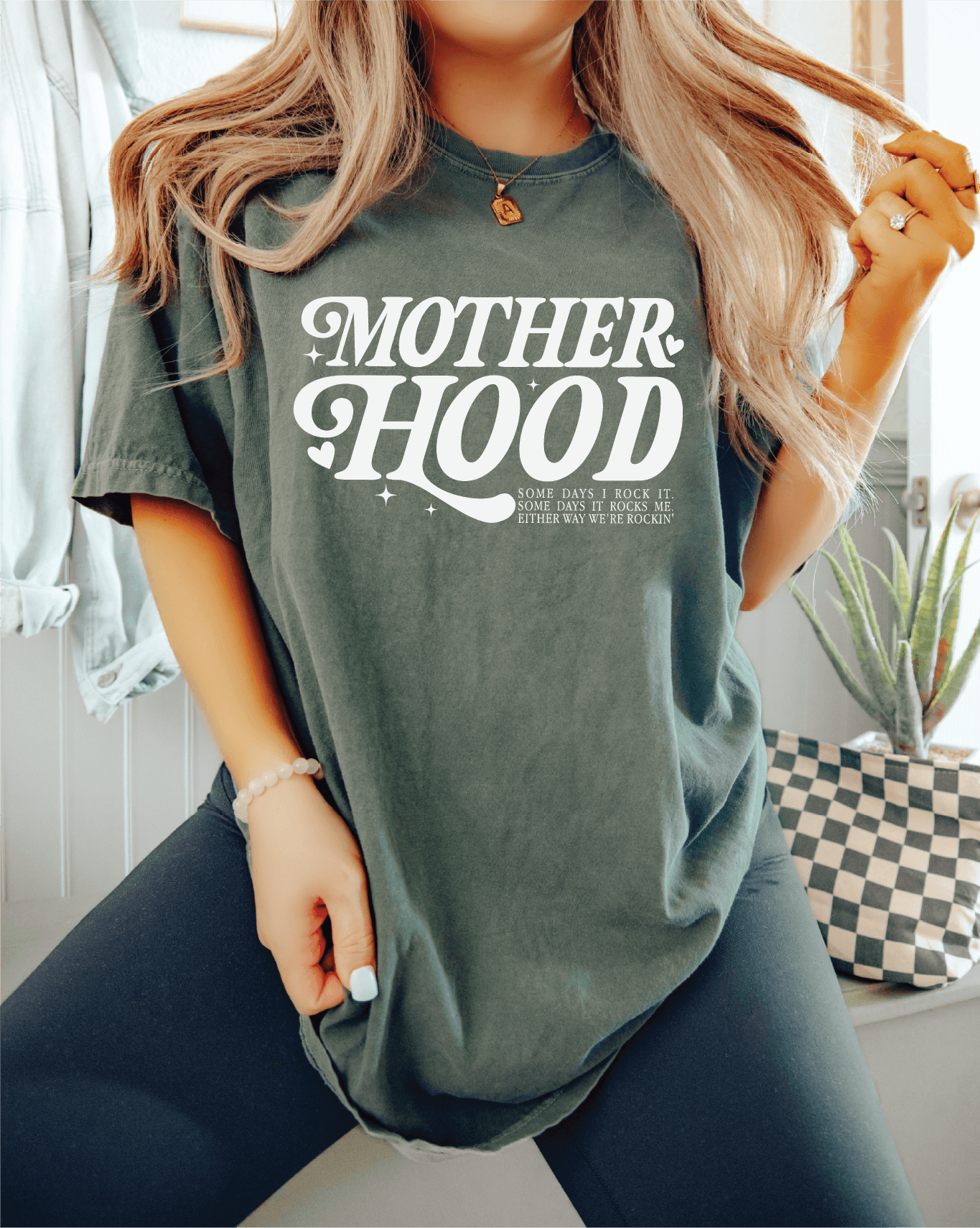 Motherhood, Some Days I Rock It, Mother's Day Screen Printed Unisex Shirt