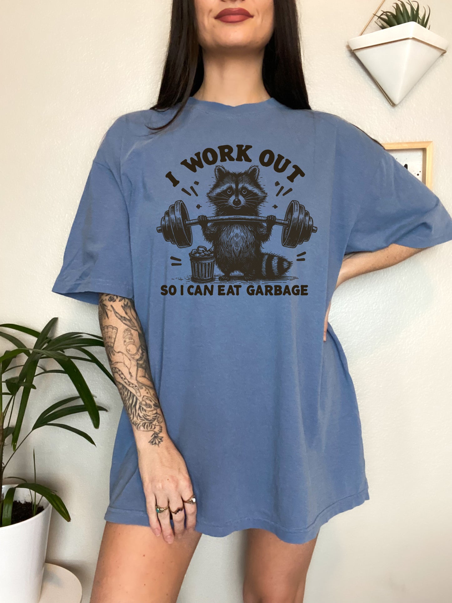 I Workout so I can Eat Garbage Raccoon Funny Gym, Gym Rat Graphic Unisex Shirt