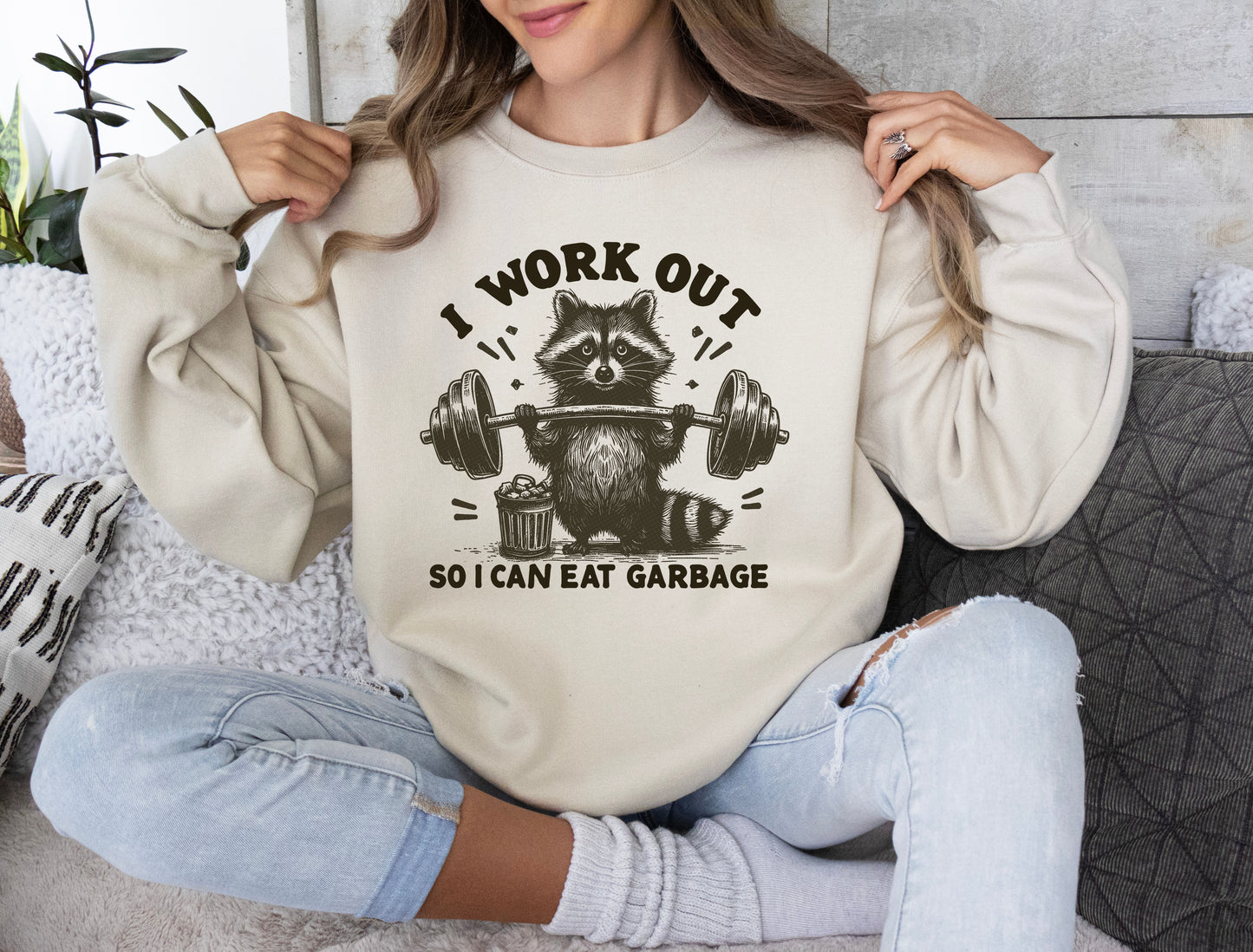 I Workout so I can Eat Garbage Raccoon Funny Gym, Gym Rat Graphic Unisex Shirt