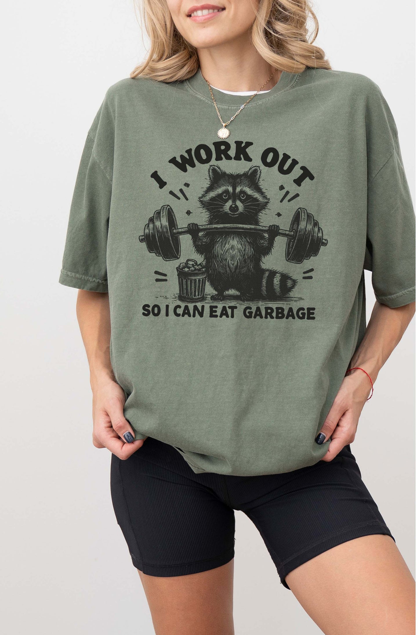 I Workout so I can Eat Garbage Raccoon Funny Gym, Gym Rat Graphic Unisex Shirt